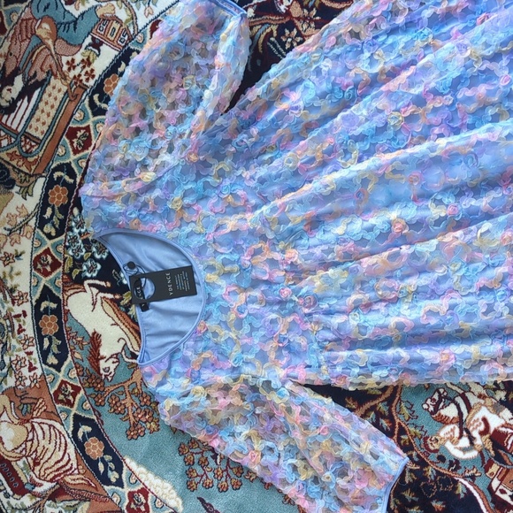 Pastel Sheer Overlay Periwinkle Babydoll Dress (purchased in Amsterdam 🇳🇱) - Picture 2 of 4